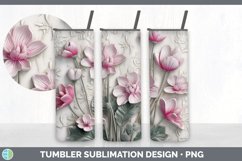 3D Cyclamen Flowers Tumbler | Sublimation 20 oz Skinny Tumbl Product Image 6