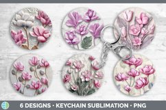 3D Cyclamen Flowers Keychain | Sublimation Keyring Designs B Product Image 2