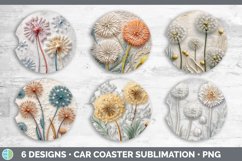 3D Dandelion Flowers Car Coaster | Sublimation Coaster Desig Product Image 2