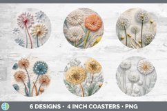 3D Dandelion Flowers Round Coaster | Sublimation Coaster Des Product Image 2