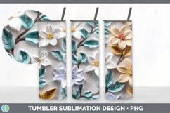3D Jasmine Flowers Tumbler | Sublimation 20 oz Skinny Tumble Product Image 2