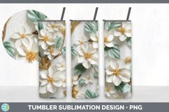 3D Jasmine Flowers Tumbler | Sublimation 20 oz Skinny Tumble Product Image 3