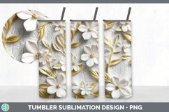3D Jasmine Flowers Tumbler | Sublimation 20 oz Skinny Tumble Product Image 4