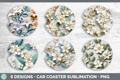 3D Jasmine Flowers Car Coaster | Sublimation Coaster Designs Product Image 2