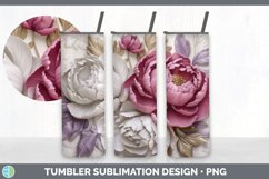 3D Peony Flowers Tumbler | Sublimation 20 oz Skinny Tumbler Product Image 2