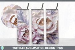 3D Peony Flowers Tumbler | Sublimation 20 oz Skinny Tumbler Product Image 3