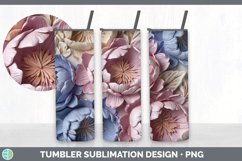 3D Peony Flowers Tumbler | Sublimation 20 oz Skinny Tumbler Product Image 4