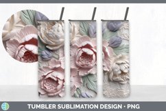 3D Peony Flowers Tumbler | Sublimation 20 oz Skinny Tumbler Product Image 5