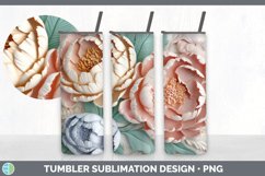 3D Peony Flowers Tumbler | Sublimation 20 oz Skinny Tumbler Product Image 6