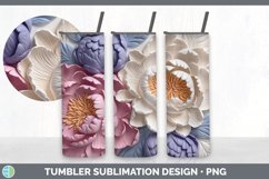 3D Peony Flowers Tumbler | Sublimation 20 oz Skinny Tumbler Product Image 7
