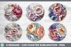 3D Peony Flowers Car Coaster | Sublimation Coaster Designs B Product Image 2