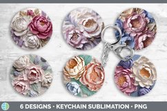 3D Peony Flowers Keychain | Sublimation Keyring Designs Bund Product Image 2