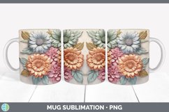 3D Zinnia Flowers Mug Wrap | Sublimation Coffee Cup Designs Product Image 3