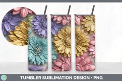 3D Zinnia Flowers Tumbler | Sublimation 20 oz Skinny Tumbler Product Image 2