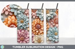 3D Zinnia Flowers Tumbler | Sublimation 20 oz Skinny Tumbler Product Image 3