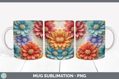 3D Zinnia Flowers Mug Wrap | Sublimation Coffee Cup Designs Product Image 5
