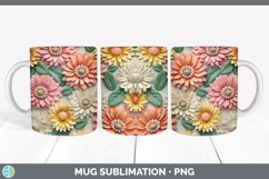 3D Zinnia Flowers Mug Wrap | Sublimation Coffee Cup Designs Product Image 7