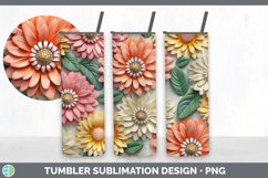 3D Zinnia Flowers Tumbler | Sublimation 20 oz Skinny Tumbler Product Image 6