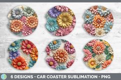 3D Zinnia Flowers Car Coaster | Sublimation Coaster Designs Product Image 2