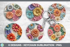 3D Zinnia Flowers Keychain | Sublimation Keyring Designs Bun Product Image 2