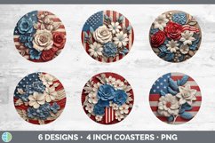 3D Patriotic Flag Round Coaster | Sublimation Coaster Design Product Image 2