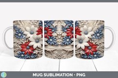3D Patriotic Flowers Mug Wrap | Sublimation Coffee Cup Desig Product Image 2