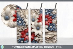 3D Patriotic Flowers Tumbler | 3D Tumbler Wrap Product Image 3