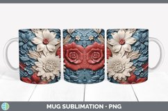 3D Patriotic Flowers Mug Wrap | Sublimation Coffee Cup Desig Product Image 3