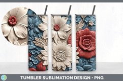 3D Patriotic Flowers Tumbler | 3D Tumbler Wrap Product Image 4