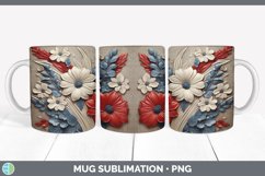 3D Patriotic Flowers Mug Wrap | Sublimation Coffee Cup Desig Product Image 4