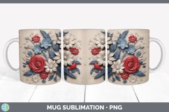 3D Patriotic Flowers Mug Wrap | Sublimation Coffee Cup Desig Product Image 5