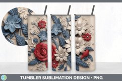 3D Patriotic Flowers Tumbler | 3D Tumbler Wrap Product Image 6