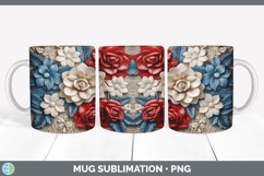 3D Patriotic Flowers Mug Wrap | Sublimation Coffee Cup Desig Product Image 6