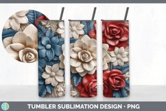 3D Patriotic Flowers Tumbler | 3D Tumbler Wrap Product Image 7