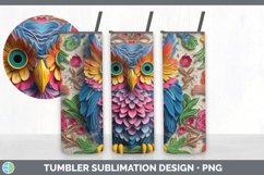 3D Owl Bird Tumbler | Sublimation 20 oz Skinny Tumbler Desig Product Image 2