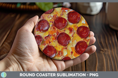 BS05 Thick Paint Pizza Round Coaster Sublimation Designs Product Image 1