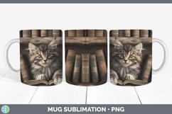 3D Books Norwegian Forest Cat Mug Wrap Sublimation Coffee Cu Product Image 1