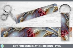 3D Agate Flowers Carnation Key Fob Sublimation Wristlet Desi Product Image 1