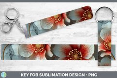 Marble 3D Flowers Abutilon Key Fob Sublimation Wristlet Desi Product Image 1