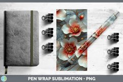 Marble 3D Flowers Abutilon Pen Wrap Sublimation Epoxy Pen De Product Image 1
