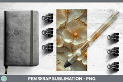 Marble 3D Flowers Acacia Pen Wrap Sublimation Epoxy Pen Desi Product Image 1