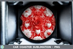 3D Valentine White Flowers Car Coaster Sublimation Designs Product Image 1