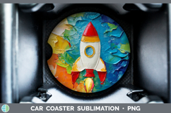 Kids 02 Thick Paint Rocket Car Coaster Sublimation Designs Product Image 1
