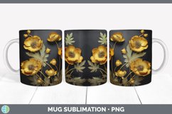 3D Elegant Buttercup Flowers Mug Wrap | Sublimation Coffee C Product Image 3