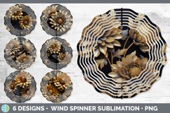 3D Black and Gold Flowers Wind Spinner Mega Bundle Sublimate Product Image 5