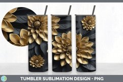 3D Elegant Dahlia Flowers Tumbler | Sublimation 20 oz Skinny Product Image 2