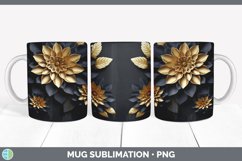 3D Elegant Dahlia Flowers Mug Wrap | Sublimation Coffee Cup Product Image 3