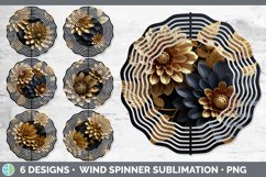 3D Black and Gold Flowers Wind Spinner Mega Bundle Sublimate Product Image 6
