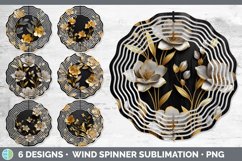 3D Black and Gold Flowers Wind Spinner Mega Bundle Sublimate Product Image 8