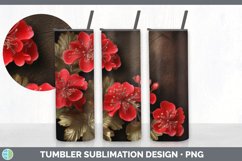 3D Elegant Geranium Flowers Tumbler | Sublimation 20 oz Skin Product Image 2